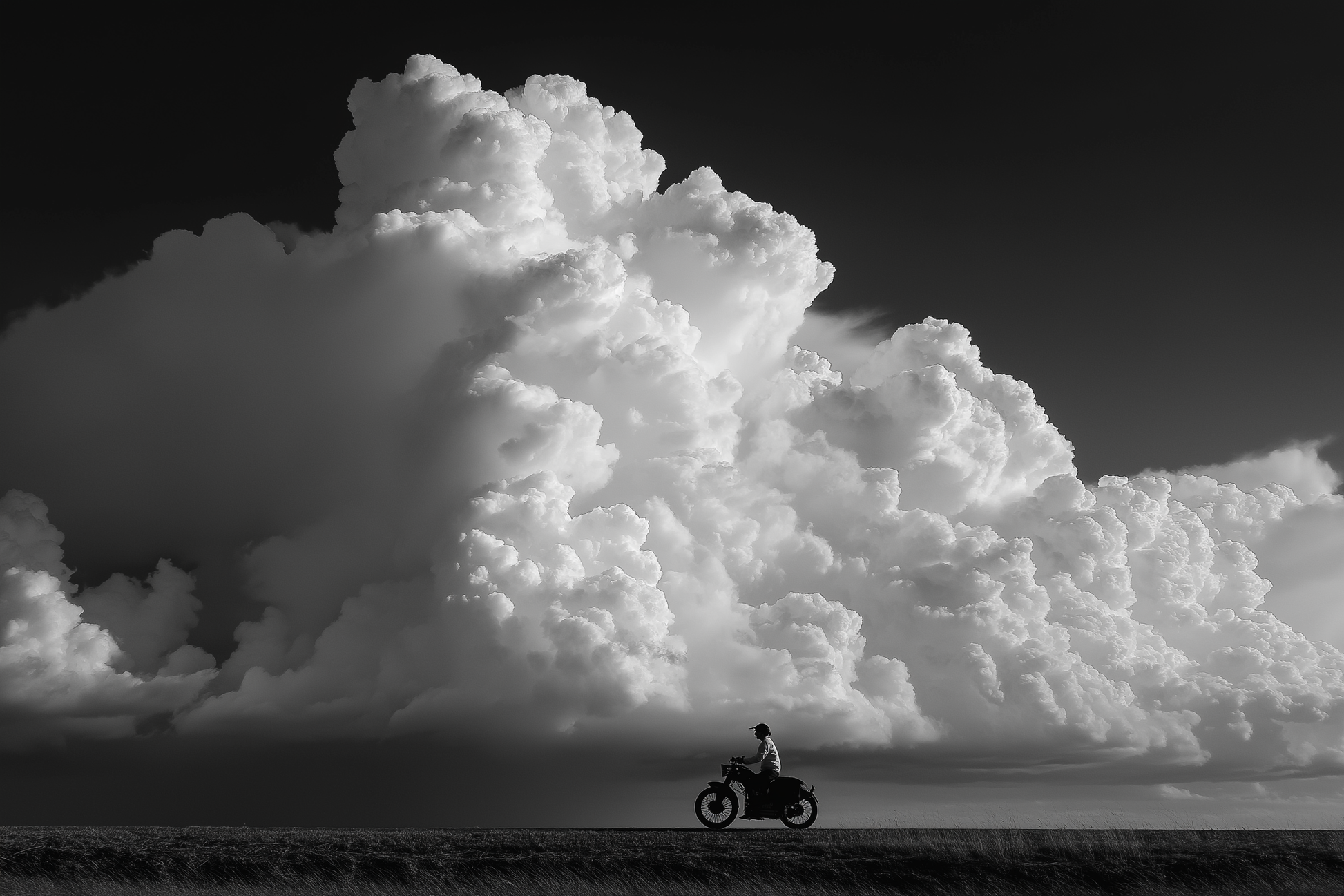 Raw unframed artwork — Distant Rider Thunderhead — Monochrome Landscape Photography | Studio Stevie — source 13344875774255