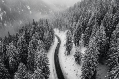 Raw unframed artwork — Snow Covered Road Aerial — Minimalist Landscape Photography | Studio Stevie — source 13344971620655