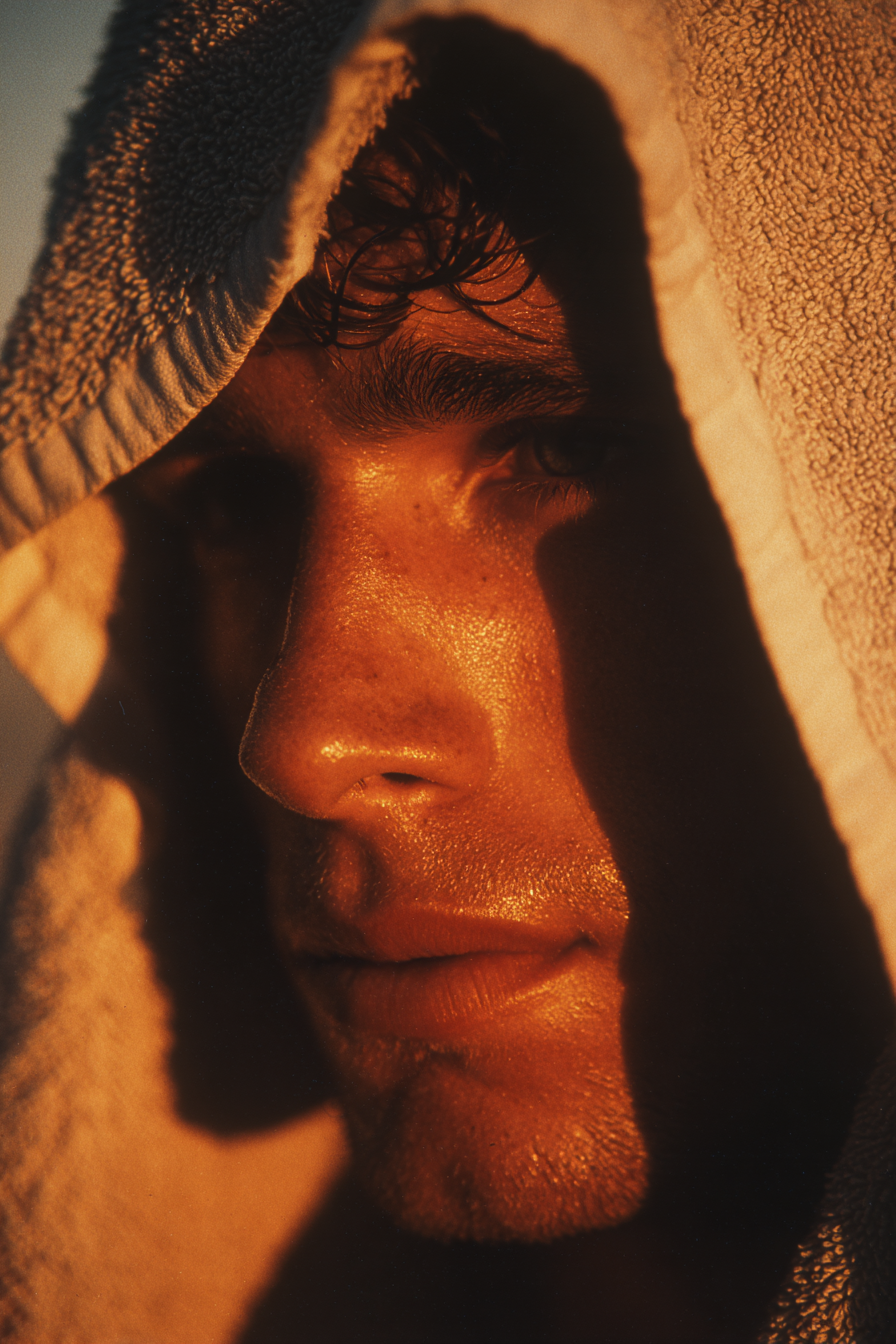 Raw unframed artwork — Portrait of Man with Towel — Cinematic Fine Art Photography | Studio Stevie — source 13345664008495