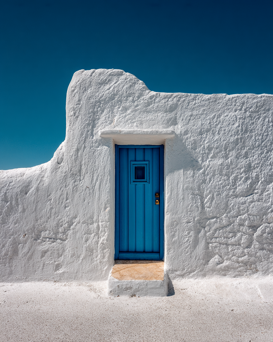 Raw unframed artwork — Cycladic Blue Door Print — Minimalist Mediterranean Photography | Studio Stevie — source 13345710997807