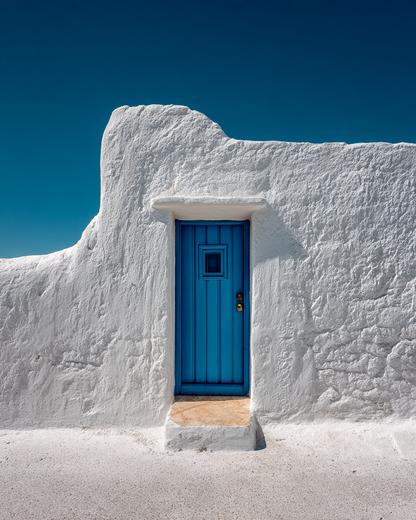 Raw unframed artwork — Cycladic Blue Door Print — Minimalist Mediterranean Photography | Studio Stevie — source 13345710997807
