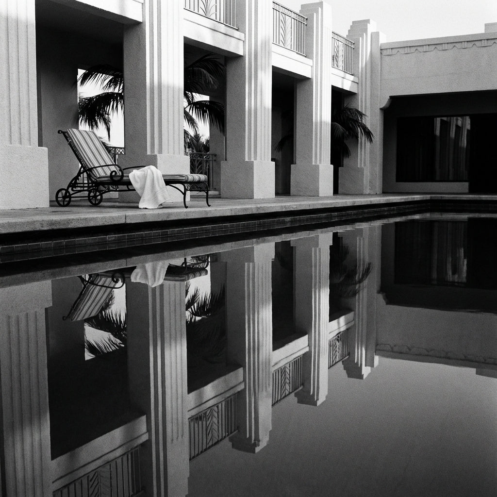 Raw unframed artwork — Hotel Pool Dawn — Fine Art Square Photography | Studio Stevie — source 13353819308335