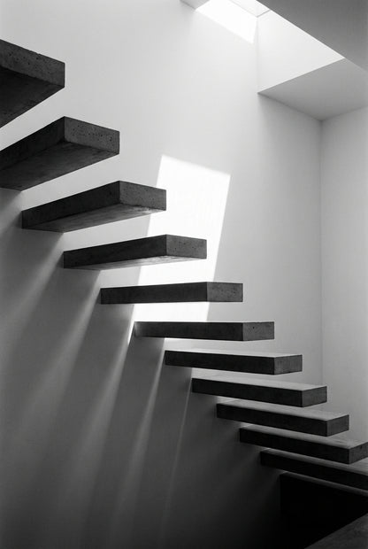 Raw unframed artwork — Floating Staircase — Minimalist Architectural Photography | Studio Stevie — source 13355003445551