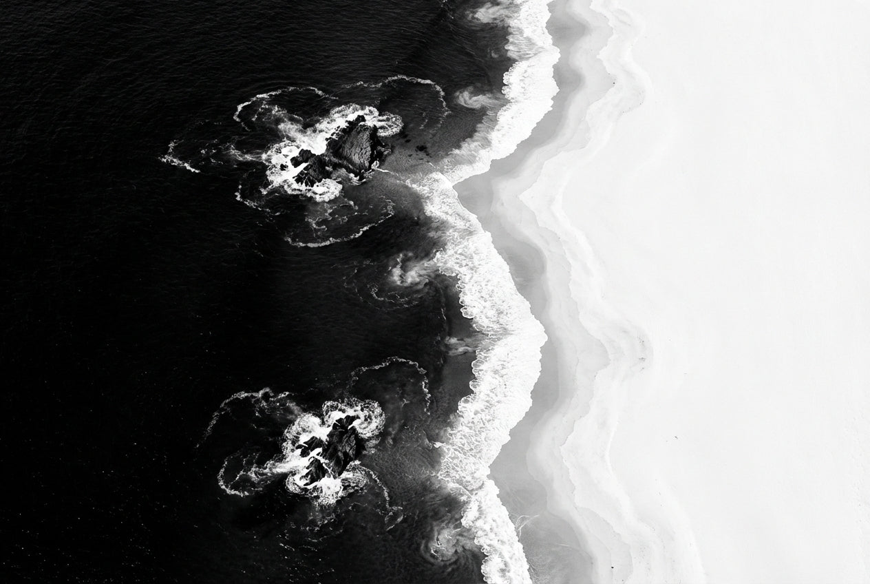 Raw unframed artwork — Bw Shoreline Geometry — Minimalist Fine Art Photography | Studio Stevie — source 13355222270255
