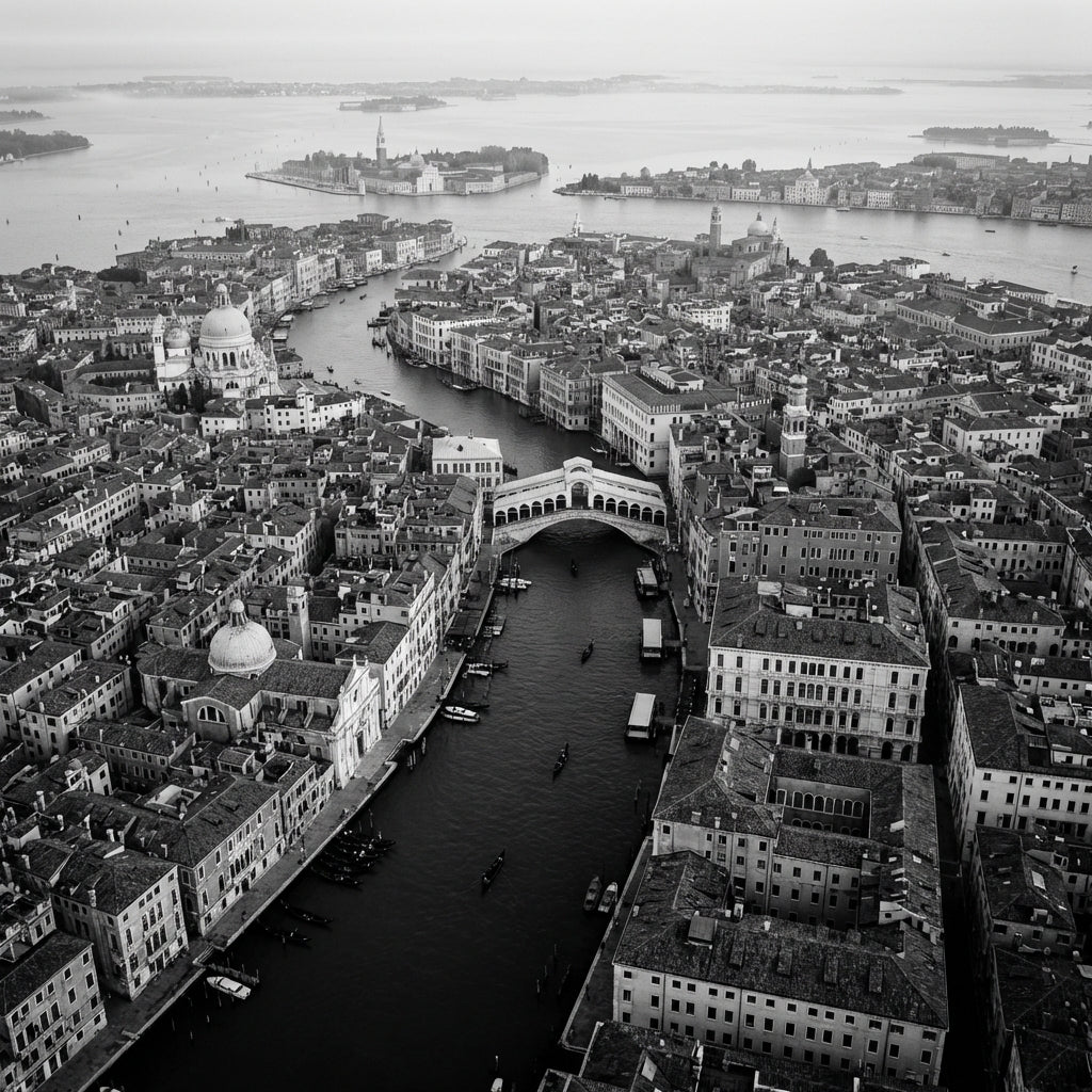Raw unframed artwork — Bw Venice Above — Fine Art Square Photography | Studio Stevie — source 13355345379631