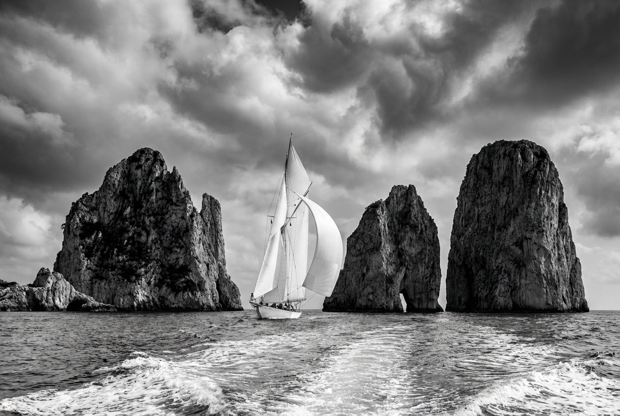Raw unframed artwork — Bw Capri Yacht — Landscape Fine Art Photography | Studio Stevie — source 13355396989231