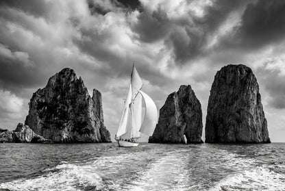 Raw unframed artwork — Bw Capri Yacht — Landscape Fine Art Photography | Studio Stevie — source 13355396989231