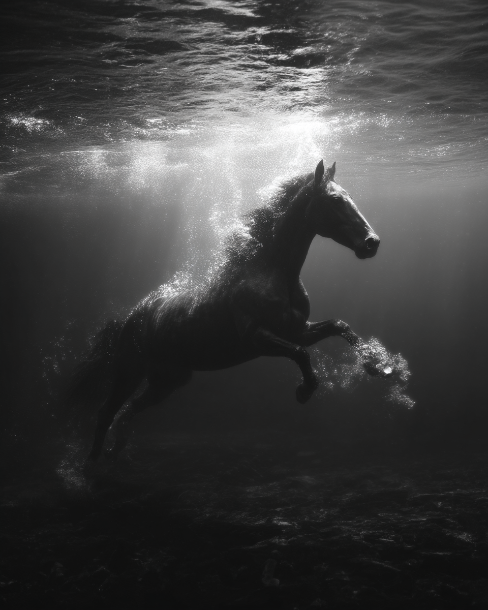 Raw unframed artwork — Surreal Underwater Horse — Fine Art Photography | Studio Stevie — source 13356165628207