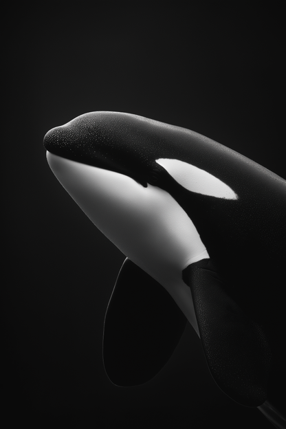 Raw unframed artwork — Killer Whale Portrait — Minimalist Black and White | Studio Stevie — source 13356186337583