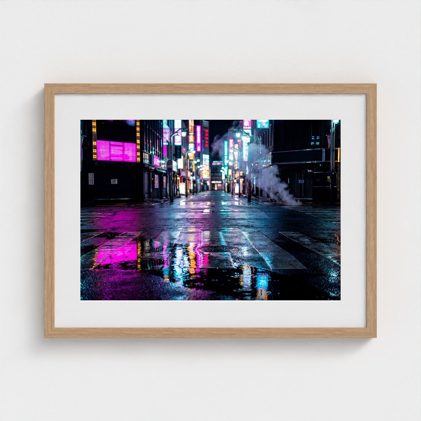 tokyo-neon-empty 24x18 natural frame