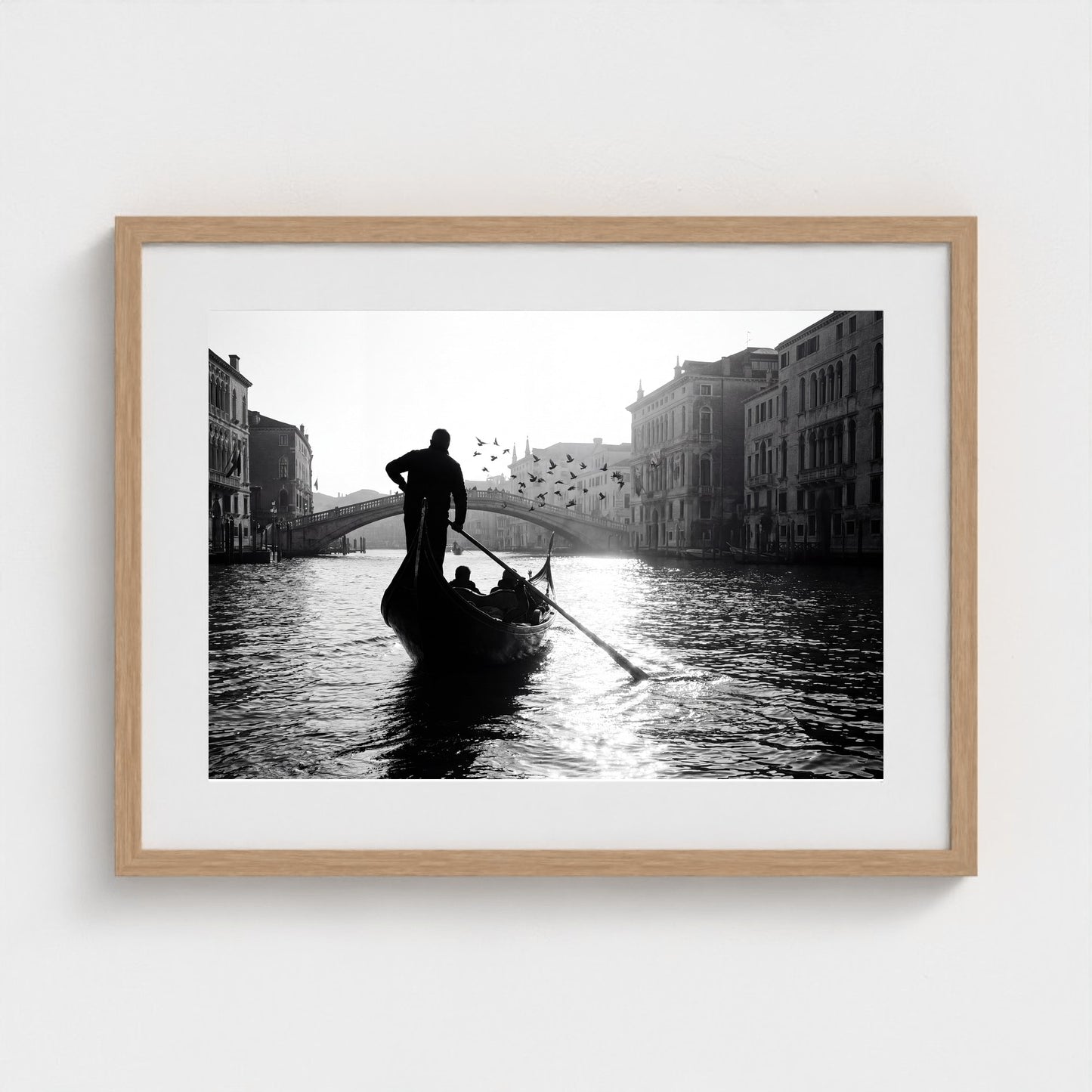 venice-gondolier-silhouette 24x18 natural frame